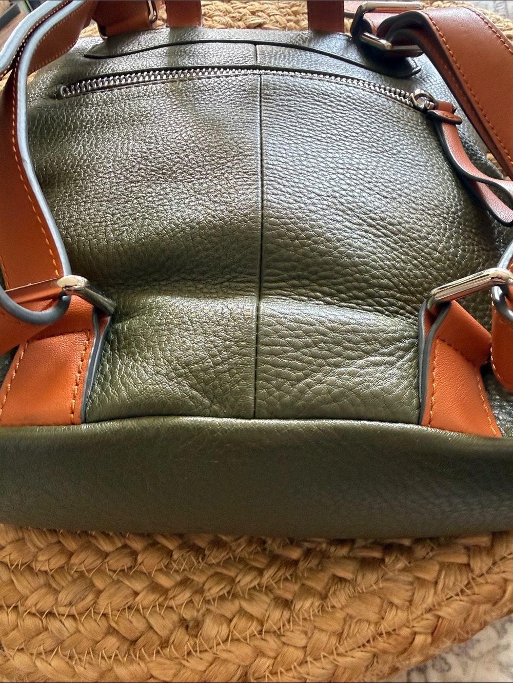The Horse Olive Green Leather Backpack with Tan Straps - Picture 7 of 14